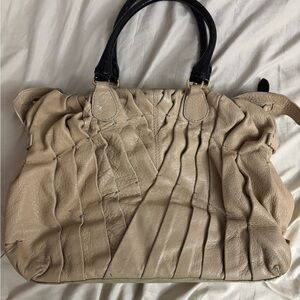 Cream and Black Ruched Shoulder Bag